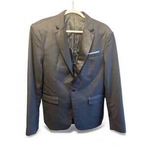 Mage Male Mens Black Slim Fit Tuxedo Blazer Satin Peak Lapel Formal Jacket M